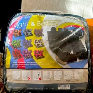 FH group light & breezy cloth car seat cover set black brand new!
